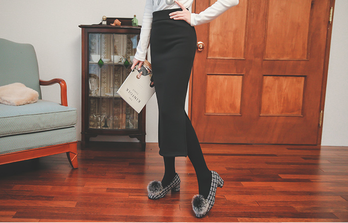 Mink fur napping Midi Rong skirt