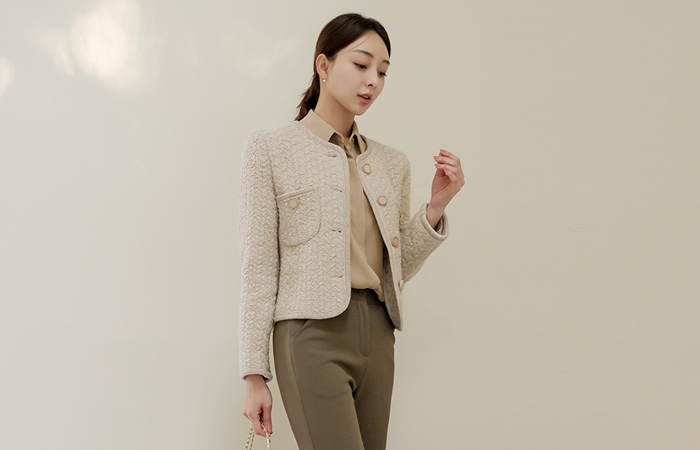 Shine pearl Tweed Wool Jacket