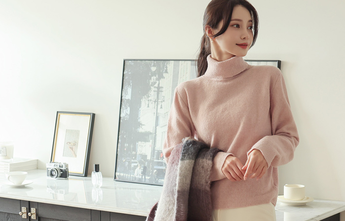 Cloud Pastel Wool Turtleneck Knit