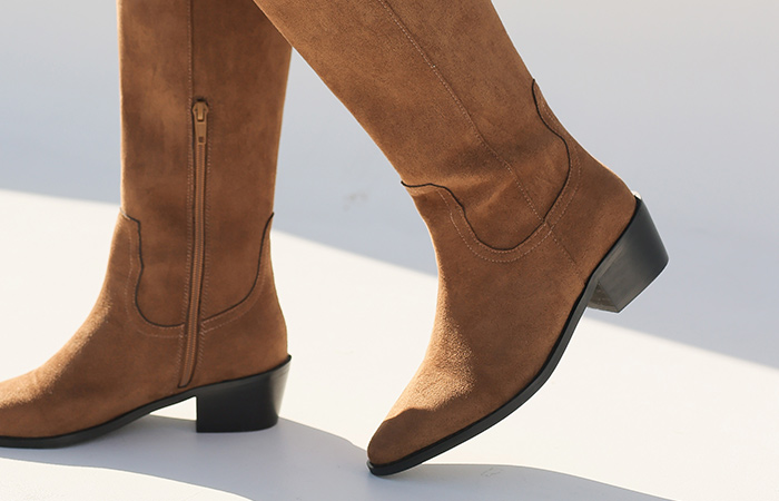 Western Style Suede&Leather Long Boots