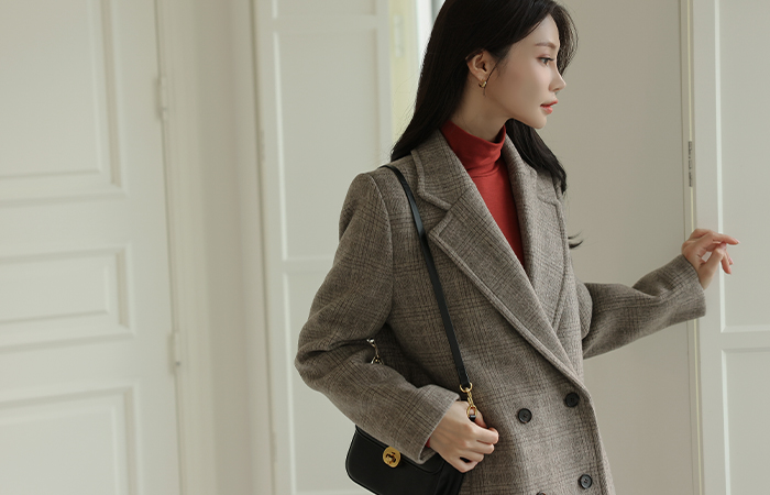 Classic Check Double-button Wool Coat