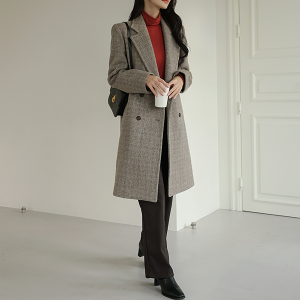 Classic Check Double-button Wool Coat