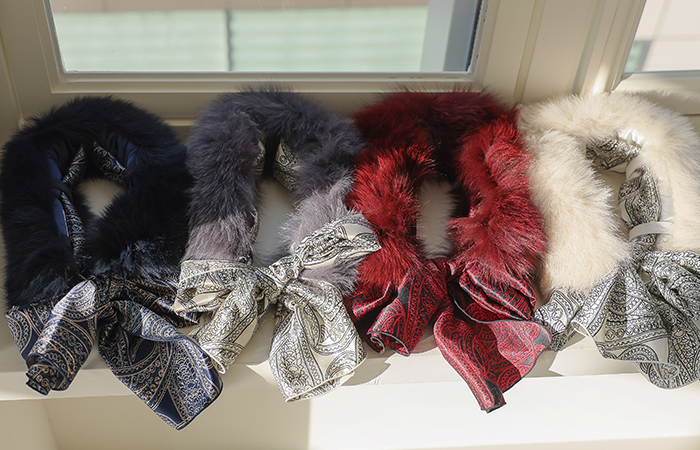 Real Fox fur&Paisley Scarf SET