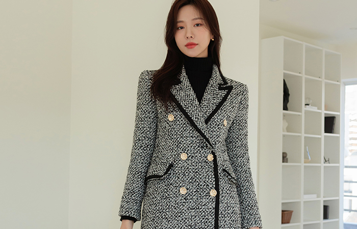 Luxury Mood Point Line Quilting Wool Coat