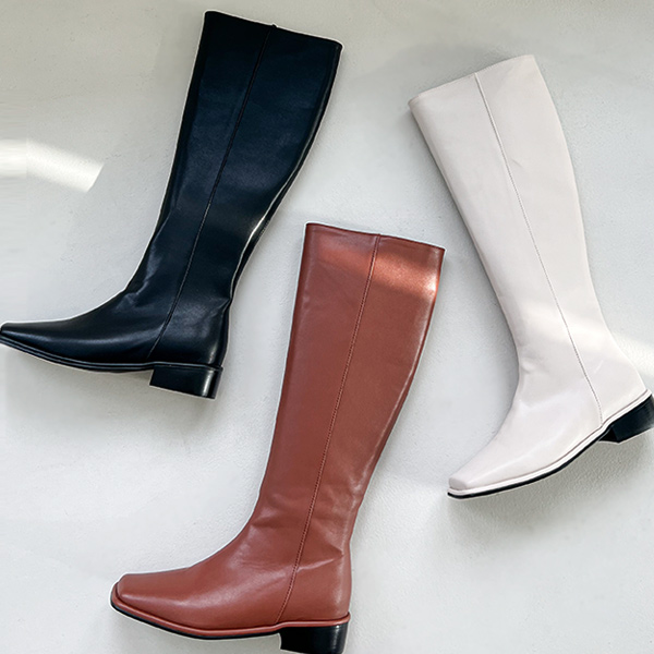 Simple Standard Square Toe Long Boots