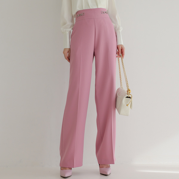 Silver Chain High-Waist Wide Slacks