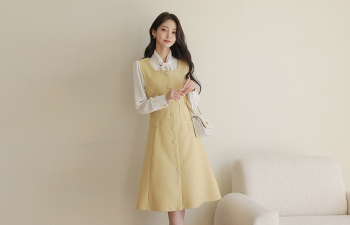 layered A-line Wool Dress