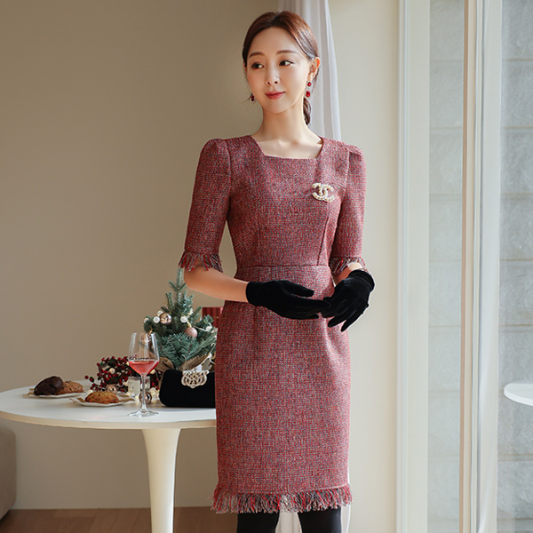 Lovely Tassel Tweed Dress