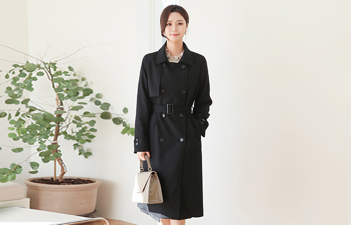 Gun Flap Sleeve Buckle Reglan Trench Coat