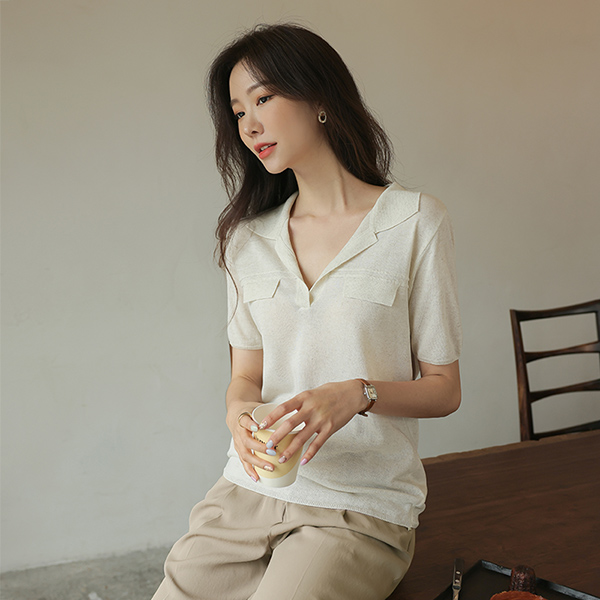 Daily Linen Open Polo Knit