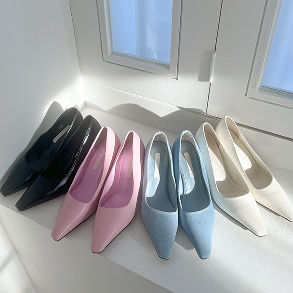 Point Color Bold Heel Stiletto Heels
