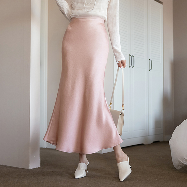 Romantic Satin Mermaid Long Back Banding Skirt