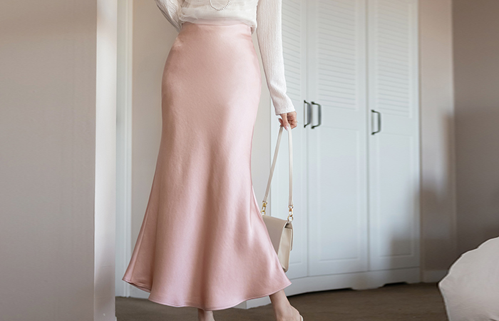 Romantic Satin Mermaid Long Back Banding Skirt