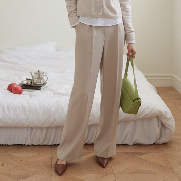 French Style One Pintuck Wide Slacks