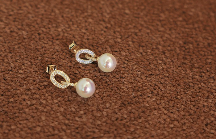 Double Ring Pearl Drop Earring