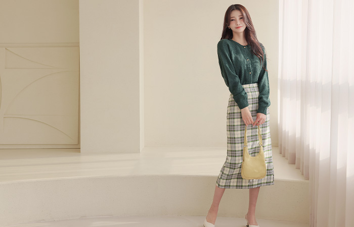 Back Banding Pastel Tartan Check Skirt