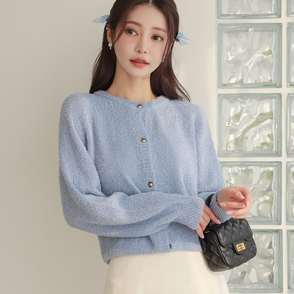 Wool Alpaca Bouclé Gold Cardigan
