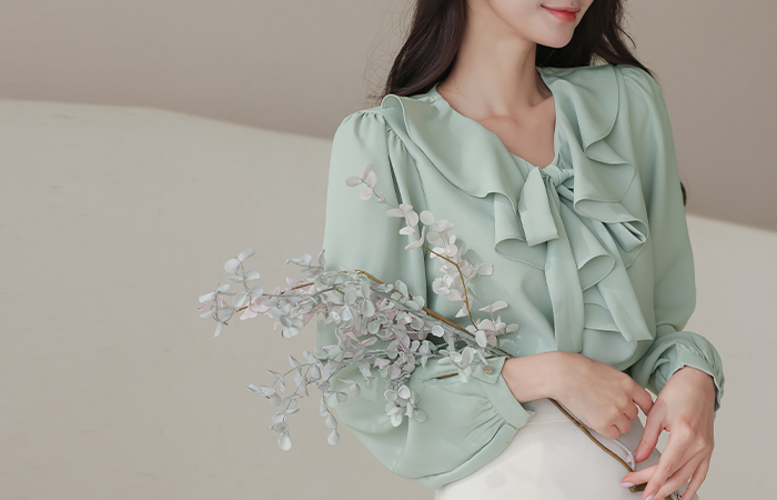 Cascading Ruffle Ribbon Blouse