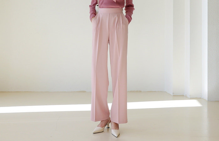 Soft Double-Pintuck Wide Slacks