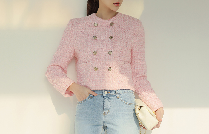 Powdery Spangle Double Button Jacket