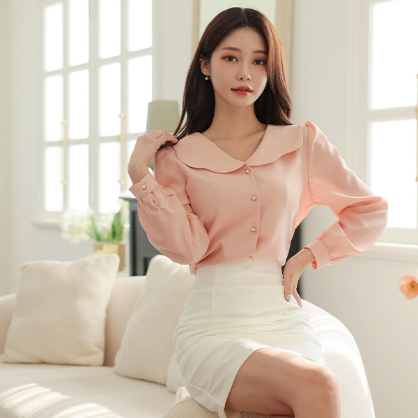 Romantic Collar heart Pearl Button Blouse