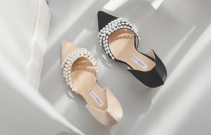 triple pearl chain stiletto heel