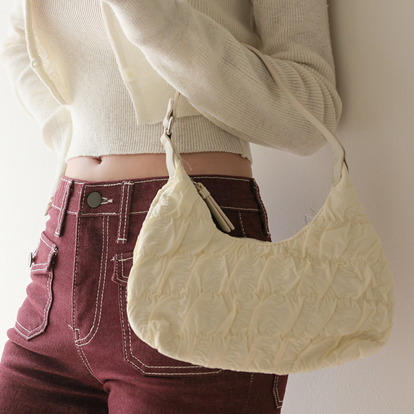 Cotton Shirring Mini Hobo Bag