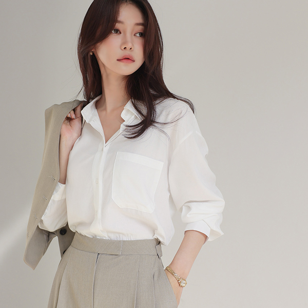 Skily Tencel One-Pocket Blouse