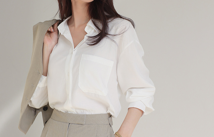 Skily Tencel One-Pocket Blouse