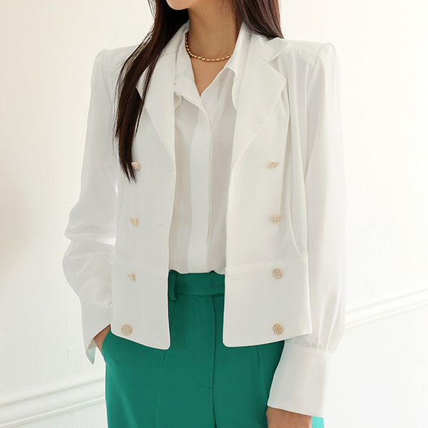 Luxury Gold Button Point Jacket Blouse
