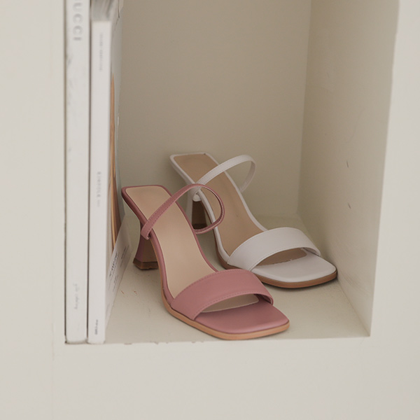 Square Two-Strap Slippers Heels
