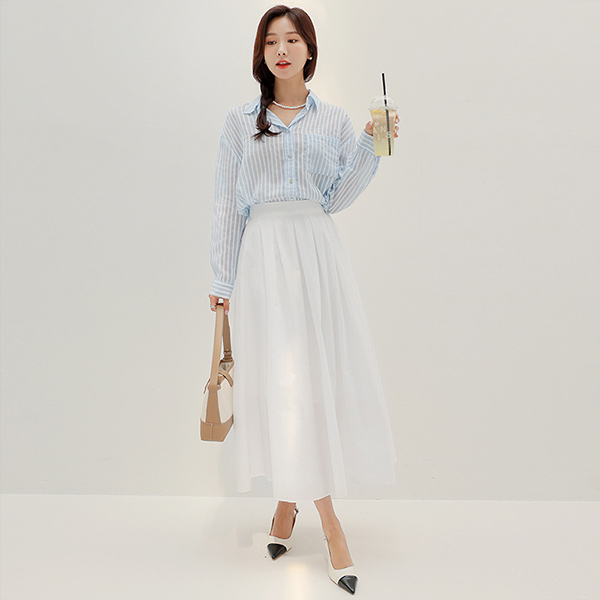 Rich A-line Volume Long Wrinkles Skirt