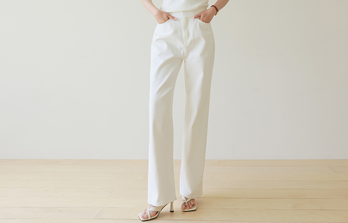 wide fit Cream Cotton Pants