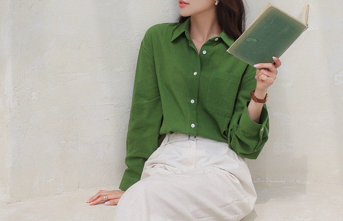 Wrinkle Pleat Mood Color Two-way Shirt
