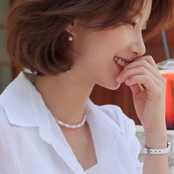 Summer Fresh-Water Pearl Color Combination Precious Stone Necklace