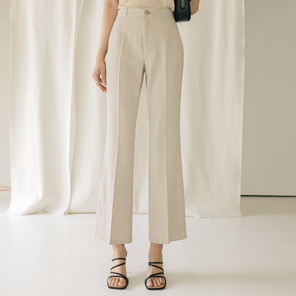 Cool Linen Hems Slit Soft Slacks