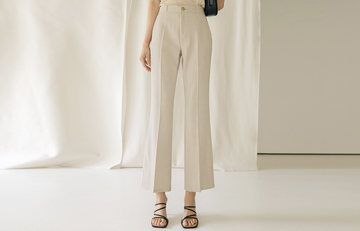 Cool Linen Hems Slit Soft Slacks