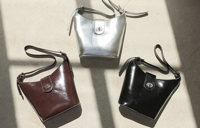 Glossy Silver Buckle Hobo Bag