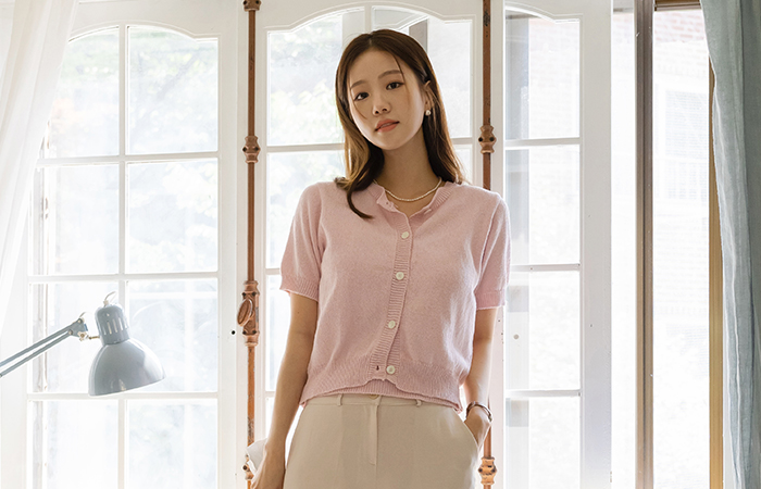 Pure Color Tail Knit Cardigan