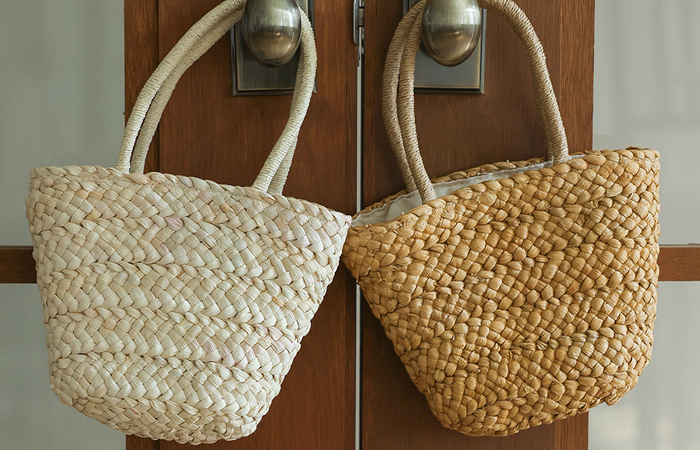 raphia 바나나 Rattan Tote bag