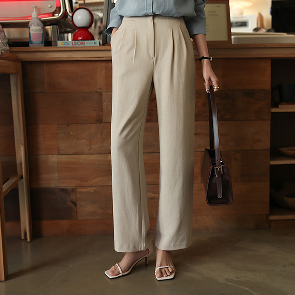 Soft Wide Linen The Back Banding Slacks