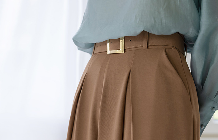 맞주름 wide fit Soft Back Banding Slacks (BeltSET)