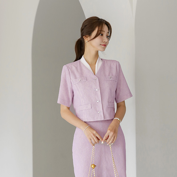 Embroidery Lace Short-sleeve Crop Jacket
