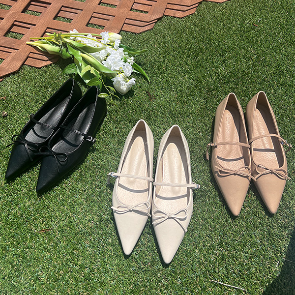 Ribbon Stiletto Mary-Jane Flat shoes