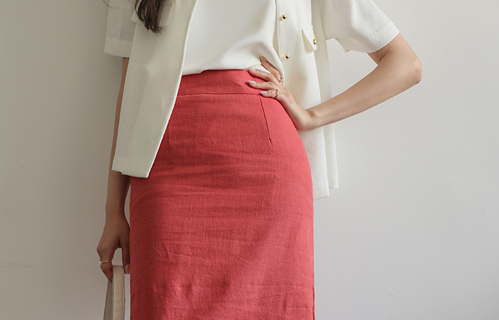 Sellers Back Placket Linen H-line Skirt