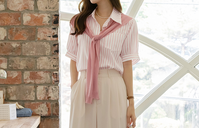 Blooming Stripe Shawl (Set) Shirt(Summer)
