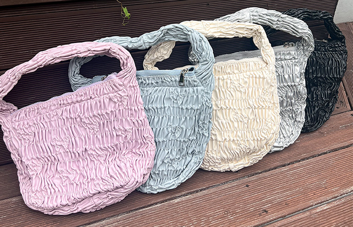 Pastel Color Shirring Shoulder Bag