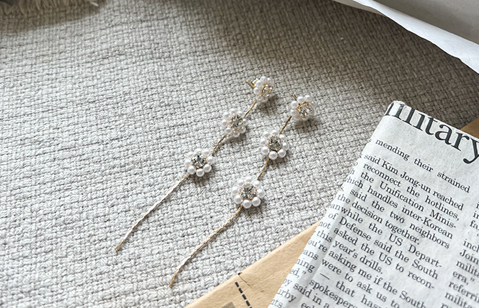 Romantic Pearl Flower Drop Earring