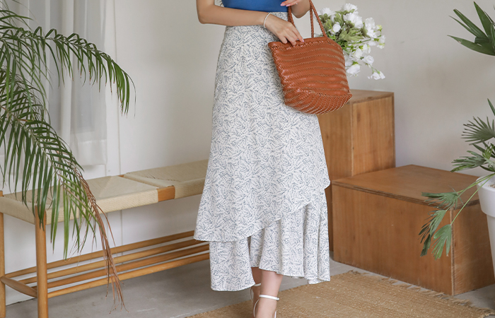 Floral Double Flared Long Skirt