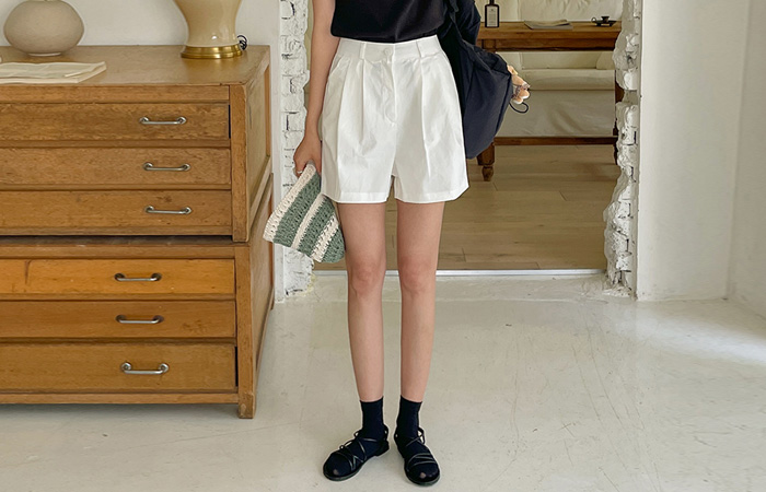 T Cotton Double Pintuck minimal Harp Pants